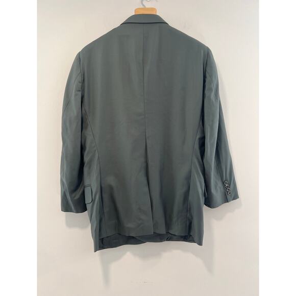 Holland & Sherry 2 Piece 3 Button Suit Dark Sage Green Pleated Pants 44 / 37 JL - Picture 5 of 16